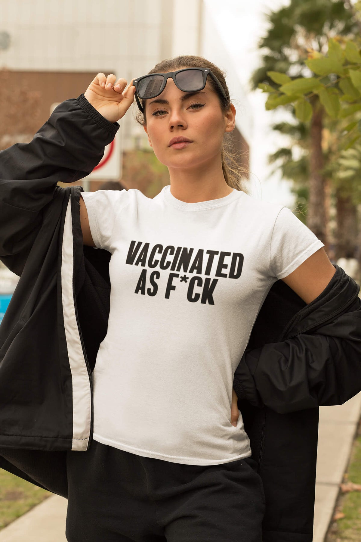 Vaccinated as F*ck slim fit tshirt
